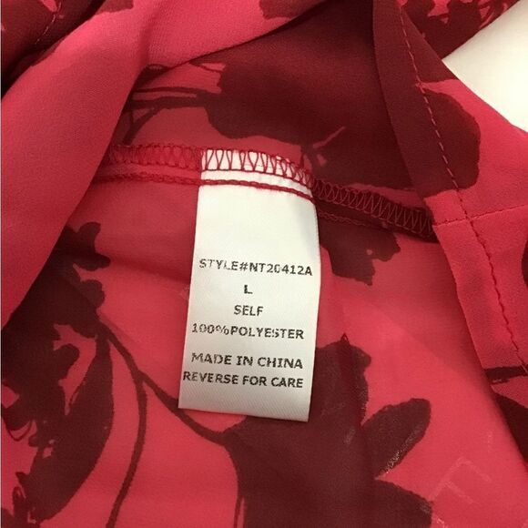 Lumiere Pink Blouse Floral Print Oversized Sheer New Size Large - Picture 11 of 12